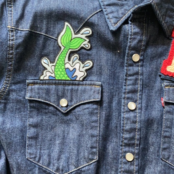 Customised denim LEVIS shirt - Picture 3 of 4